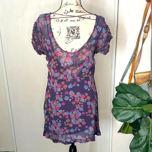 Free People Yours Truly Floral Mini Dress size 12 - Picture 6 of 11